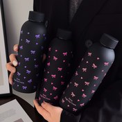 Resim Şık Fiyonk & Kalp 17oz Paslanmaz Çelik Yalıtımlı Su Şişesi - Çift Duvarlı, Sıcak ve Soğuk İçecekler için Vakumlu Termos, Seyahat, Spor Salonu, Dış Aktiviteler, Kahve, Araba Kullanımı için Mükemmel - Tekrar Kullanılabilir, Sadece Elde Yıkama 