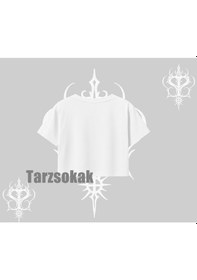 Resim Startmore Startmore Oversize Crop Tshirt Punk Rock Chaos Skeleton Riot Beyaz 