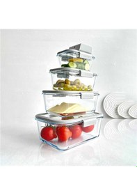 Resim Neoflam Fika Glace Vakumlu Cam Saklama Kabı Seti Gri 5 Parça 