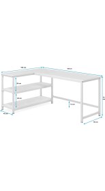 Resim 89054 160 cm L Masa Çalışma Masası Oyuncu Masası Kitaplıklı Masa Ofis Masası Yazı Masası Beyaz 