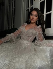 Resim Valentina Simli Dantel A Kesim Gelinlik - Kırık Beyaz / 44 
