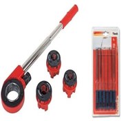 Resim rigour Mekanik Kollu Boru Pafta Takımı Çantalı Boru Diş Açma 1/2-1' 3/4 Set Kwb Mini Eğe Seti Dahil 