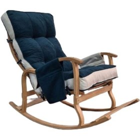 Resim Zuesse Dizayn Mosso Çift Minderli Ahşap Sallanan Sandalye Tv Baba Koltuğu Dinlenme Koltuğu Petrol Yeşili - Krem 