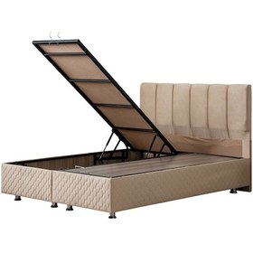 Resim Setaymobilya Baza, Tetra Bej Çift Kişilik Baza + Başlık, Mdf, Setay 