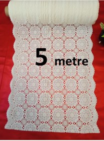Resim HANK TİCARET 5 Metre Pvc Dantel Raf Sehpa Masa Fiskos Örtüsü Krem Rengi Krizantem Çiçeği Desen 5mX50cm 
