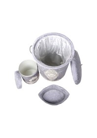 Resim Exclusive Gri 6'lı Çeyizlik Dantelli Banyo Paspası Sepet Seti Gri 