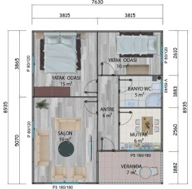Resim Sismik Prefabrik 68 M2 Prefabrik Ev 