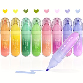 Resim FourCandies 8'li/12’li Şık Pastel Fosforlu Kalem Seti, Sızdırmaz Yumuşak Kesim Uç, Çeşit Renklerde Okul ve Ofis İhtiyacı ile 