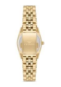 Resim Ferro Fl21450a-b2 Quartz Çelik Altın Rengi Siyah Kadran 28 Mm Kadın Kol Saati Altın 
