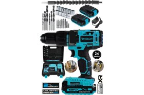 Resim Assur Plus 12V 1.5AH Metal Şanzıman Çift Akülü Bakır Sargı 24 Parça Şarjlı Matkap Akülü Vidalama 