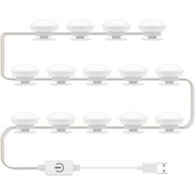 Resim Yuntech01 Makyaj Aynası Led Işık, 3 Renk Tonu, Usb Dokunmatik Kontrol, Sürekli Parlaklık Ayarlamalı, 14 Ampullü Dolgu Işığı 