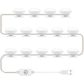 Resim Yuntech01 Makyaj Aynası Led Işık, 3 Renk Tonu, Usb Dokunmatik Kontrol, Sürekli Parlaklık Ayarlamalı, 14 Ampullü Dolgu Işığı 