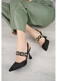 Resim Nesilshoes Nesil Shoes Fls 660 Siyah Hasır 9cm Topuklu Kadın Sandalet 