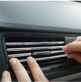 Resim SS Oto Araç Içi Klima Izgara Hava Çıkış Dekoratif Şeritler Klima Şerit (GÜMÜŞ) Klima Şeritleri 