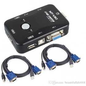 Resim 2 Port Usb Kvm Switch 2 Pc Kasa Tek Kontrol + 2 Adet Vga Kablo 