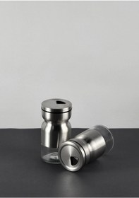 Resim Paslanmaz Çelik Korumalı Tuzluk Seti - Stantlı 2li Tuzluk Takımı - 125 Ml Gümüş 