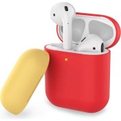 Resim Airpods Kılıf Airpods1-2 Nesil Uyumlu Yedek Kapak Hediyeli Silikon Mat Kılıf Pt-38 Kırmızı 
