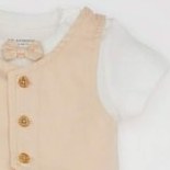 Resim DeFacto Erkek Bebek 2'li Takım Dokuma Kısa Kollu Çıtçıtlı Body Şort C4361A524SMBG287 Bej 