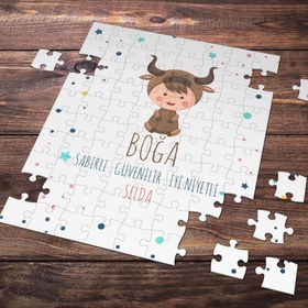 Resim Kişiye Özel Boğa Burcu Tasarımlı Puzzle 