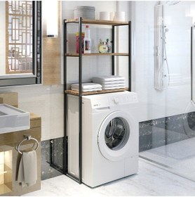 Resim SARI PAPATYA Ceviz Wc Arkası Klozet Rafı 3 Raflı Banyo Düzenleyici 