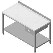 Resim Öztiryakiler Çalışma Tezgahı Polietilen Tab. Taban Raflı Tek Çekmeceli 120x60 CM 