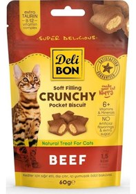 Resim Delibon Crunchy İçi Dolgulu Bisküvi Sığır Etli Kedi Ödülü 60 G 