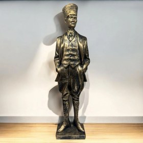 Resim Dekoratif Polyester Atatürk Heykeli 46 Cm Gold Eskitme 
