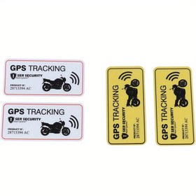 Resim 2 Adet GPS İzleme Alarm Sistemi Çıkartmaları, Motosiklet, Araba, Bisiklet için Yansıtıcı Hırsızlık Önleyici Uyarı Etiketleri - Dayanıklı Kağıt Malzeme 