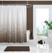 Resim Kare Desen Duş Perdesi-Kahverengi Banyo Perdesi 180x200 cm Hal... 