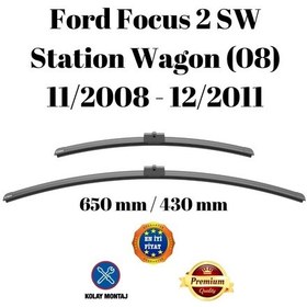 Resim Ford Focus 2 Sw Station Wagon 08 2008 2009 2010 2011 Uyumlu Ön Cam Silecek Süpürgesi Takımı 650/430mm Silbak 