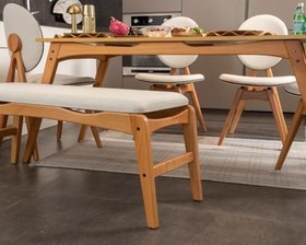 Resim iskandinav touch masa takımı 4 sandalye 1 masa 1 bench naturel gürgen iskeket 80 * 160 
