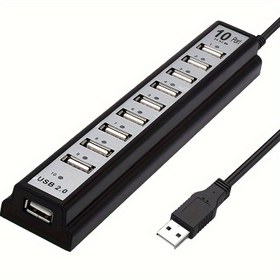 Resim 10 Portlu USB 2.0 Hub, Hızlı Şarj ve Veri Aktarım Özellikli, USB Genişletme Anahtarı, PC, MacBook, PS4, Xbox, Yazıcılar için Kompakt USB Güçlü Hub - USB-C Uyumlu, USB 1.0/1.1 Cihazlarla Uyumlu, Çok Bağlantılı Adaptör, Modern Teknoloji Aksesuarı, Yüksek Hız Bağlantı, Cihaz Bağlayıcı, Çalışma Alanı Kurulumu, Şık Tasarım, Sağlam Yapı, Ev Ofis Düzenlemesi 