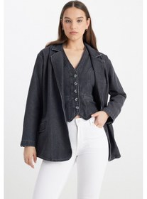 Resim Oversize Bol Kesim Pamuk Antrasit Jean Kot Ceket L241652003 Antrasit 