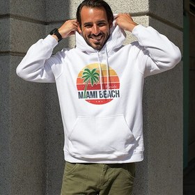 Resim Erkeklere Özel Miami Tasarımlı Kapşonlu Sweatshirt 
