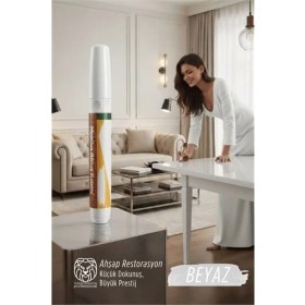 Resim Nuveden Ieg™ Beyaz Renk Mobilya Rötüş Kalemi – Lake ve Ahşap Yüzeyler Için Çizik ve Restorasyon 