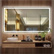 Resim Global Led Mirror 60X70 cm Kumlamalı Dokunmatik Tuşlu Ledli Ayna Duvar Salon Banyo Wc Ofis Yatak Odası Boy Ledli Ayna 