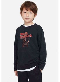 Resim Iron Maiden Ed Force One Canavar Yolda Baskılı Unisex Çocuk Sweat (534648143) Siyah 