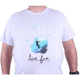 Resim Moc Grande Mocgrande Büyük Beden Erkek Sıfır Yaka Tişört Surf 23117 Beyaz-Beyaz Çok Renkli 