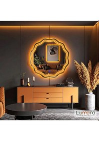 Resim Zavira Amber Led'li Lazer Kumlamalı Lavabo & Banyo Aynası Dokunmatik Sensörlü 70 X 70 Turuncu 