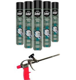 Resim Selsil Pu Tabancalı Montaj Köpüğü 750 Ml. 5 Adet ,demir Köpük Tabancası 