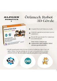 Resim 4 Ayaklı Arduino Örümcek Robot Yeni Pla Plastik Parça Seti Elektronik Dahil Değil Sg90 Uyumlu 