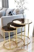 Resim FAYMEND 3lü Lüx C Zigon Sehpa Gold Aynalı 