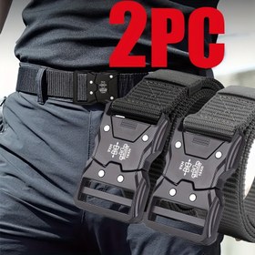 Resim 2 adet Erkek Siyah Kemer - Ayarlanabilir Toka ile - Dayanıklı PP Malzeme, Kabartmalı Tasarım, Günlük Giyim, Açık Hava Sporları ve Eğitim, Günlük Giyim Kemer|Ayarlanabilir Kemer|Dayanıklı Kemer 