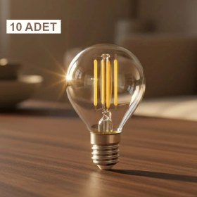 Resim ORBUS PC45 10LU 4W LED Filament Ampul E14 – 400 Lümen Sarı Işık, Şeffaf Cam Vintage 