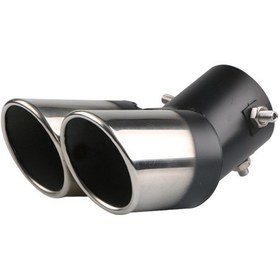 Resim Suntek Çift Egzoz Ucu Premium Paslanmaz Çelik Araba Stili Çift 