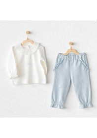 Resim Kız Bebek Takım 2 Parça Set Cuddly Bunny Bear Ac25633 Mavi 