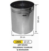 Resim Ofis Tipi Çöp Kovası Paslanmaz Yuvarlak 13 Litre Çelik 