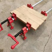 Resim 2 Adet 1 Takım Ağır Hizmet Tipi Ergonomik Kırmızı Saplı Dökme Demir Boru Kelepçesi - 3/4" Dişli Borular için, Ahşap İşleri, Mobilya Montajı ve DIY Projeler için Güvenli Sabitleyici, Bükümlü Ağız Kelepçe, Sağlam Yapılı 