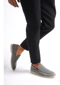 Resim Mubiano Hakiki Deri -mbkry22103gr Gri Nubuk Erkek Loafer Gri 