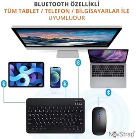 Resim NovStrap Samsung Galaxy Tab A11 / A11 Plus ile Uyumlu Türkçe Q Bluetooth Klavye Mouse Seti Şarjlı SİYAH 